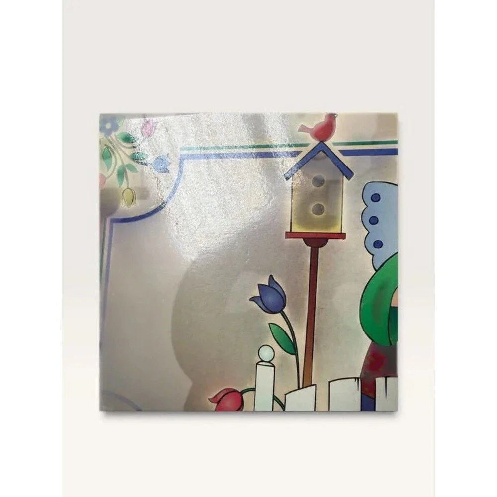 Vintage Country Folk Art Angel Wooden Serving Tray with Handles